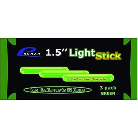 Promar 15 Light Glow Stick  Green 3Pk, Display 50 Packs, 50PK GS-115G
